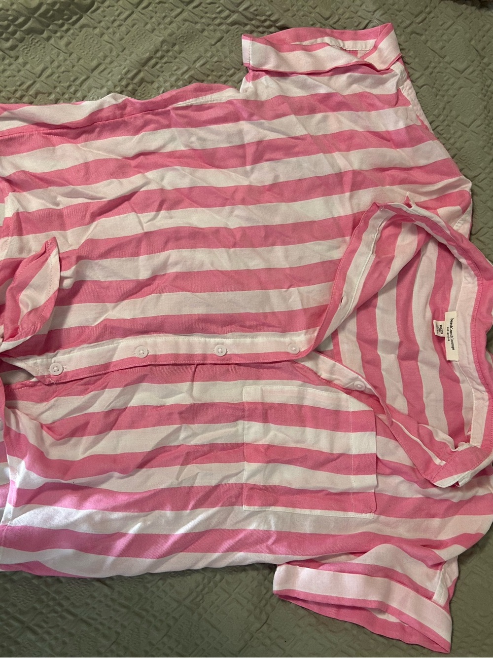beachlunchlounge Pink and White Striped Men’s Polo Shirt